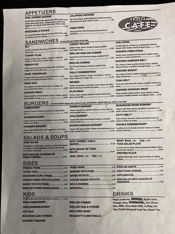 Trails Cafe | restaurant | 418 E Main St, Gardner, KS 66030, USA | 9139385009 OR +1 913-938-5009