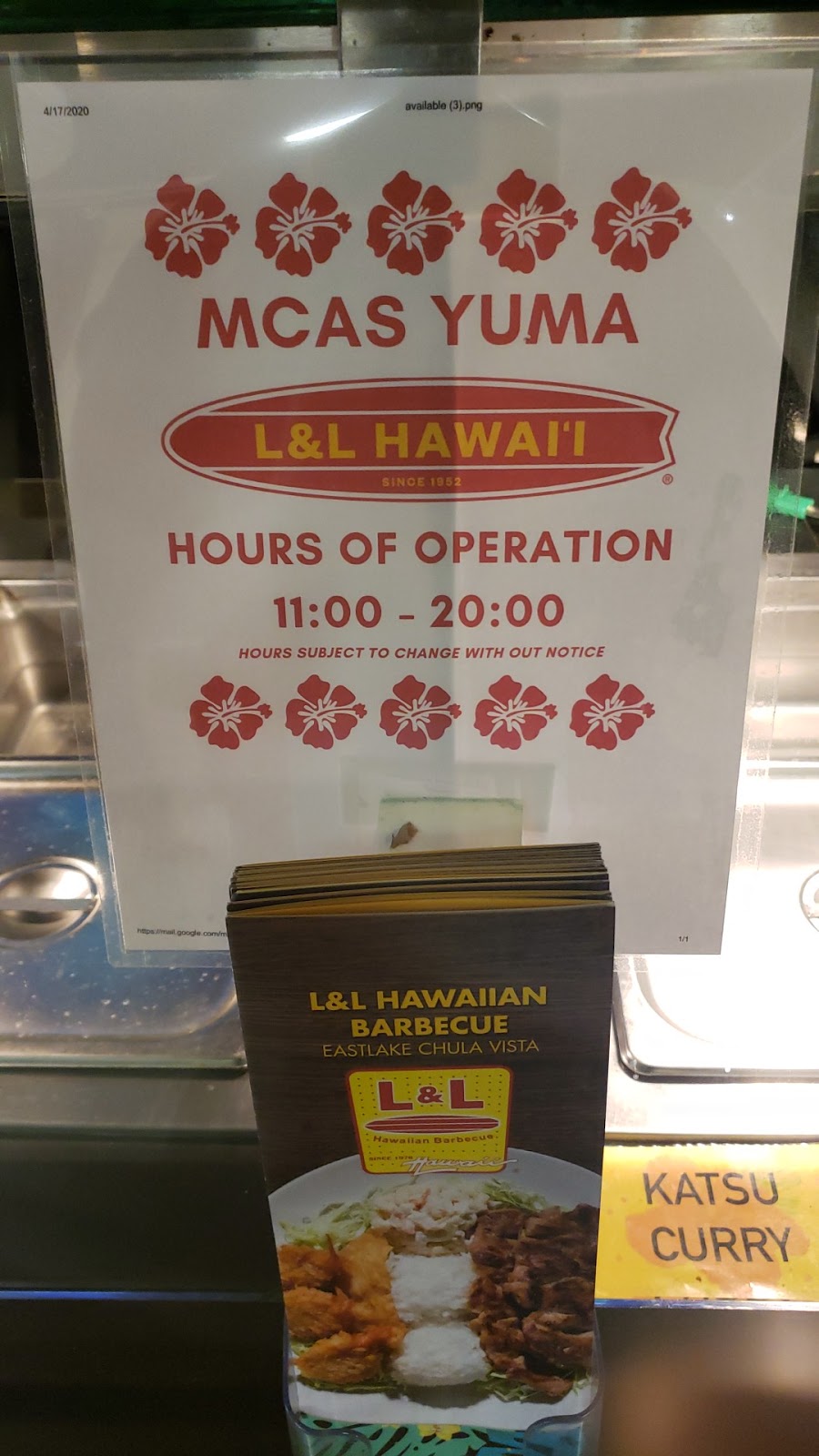 L&L Hawaiian BBQ | restaurant | MCX Food Court, 965 Quilter St 3E Bldg, Yuma, AZ 85365, USA | 9287262223 OR +1 928-726-2223