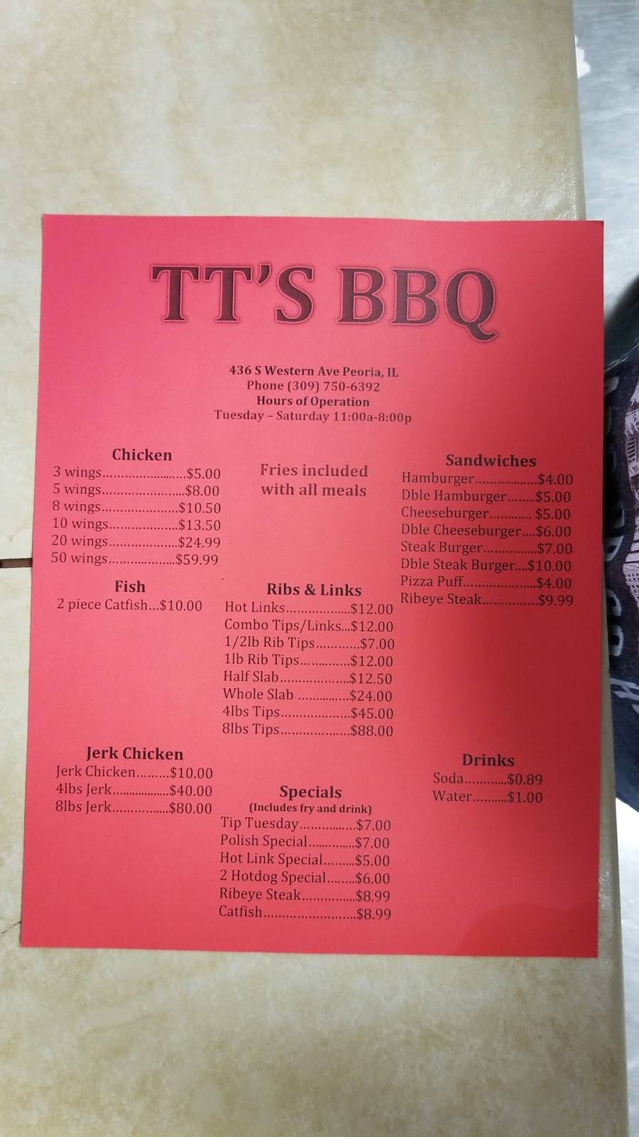 T Ts Barbecue | restaurant | 436 South Western Avenue, Peoria, IL 61605, USA | 3097506392 OR +1 309-750-6392