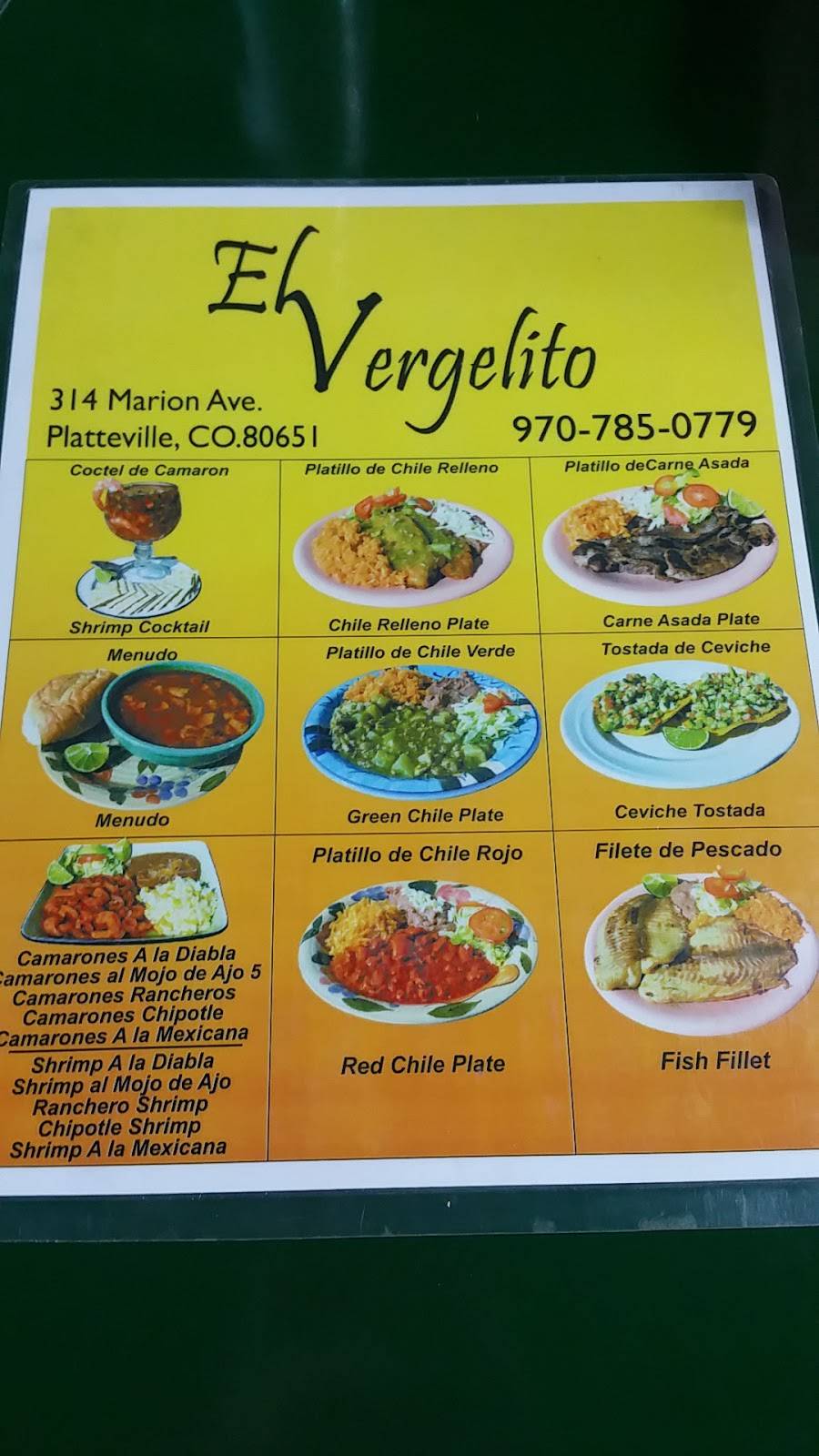 El Vergelito | restaurant | 314 Marion Ave, Platteville, CO 80651, USA | 9707850779 OR +1 970-785-0779