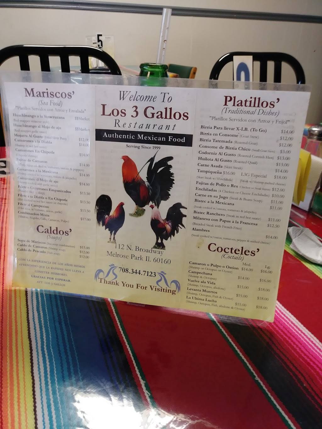 Los 3 Gallos | restaurant | 112 N 19th Ave, Melrose Park, IL 60160, USA | 7083447123 OR +1 708-344-7123