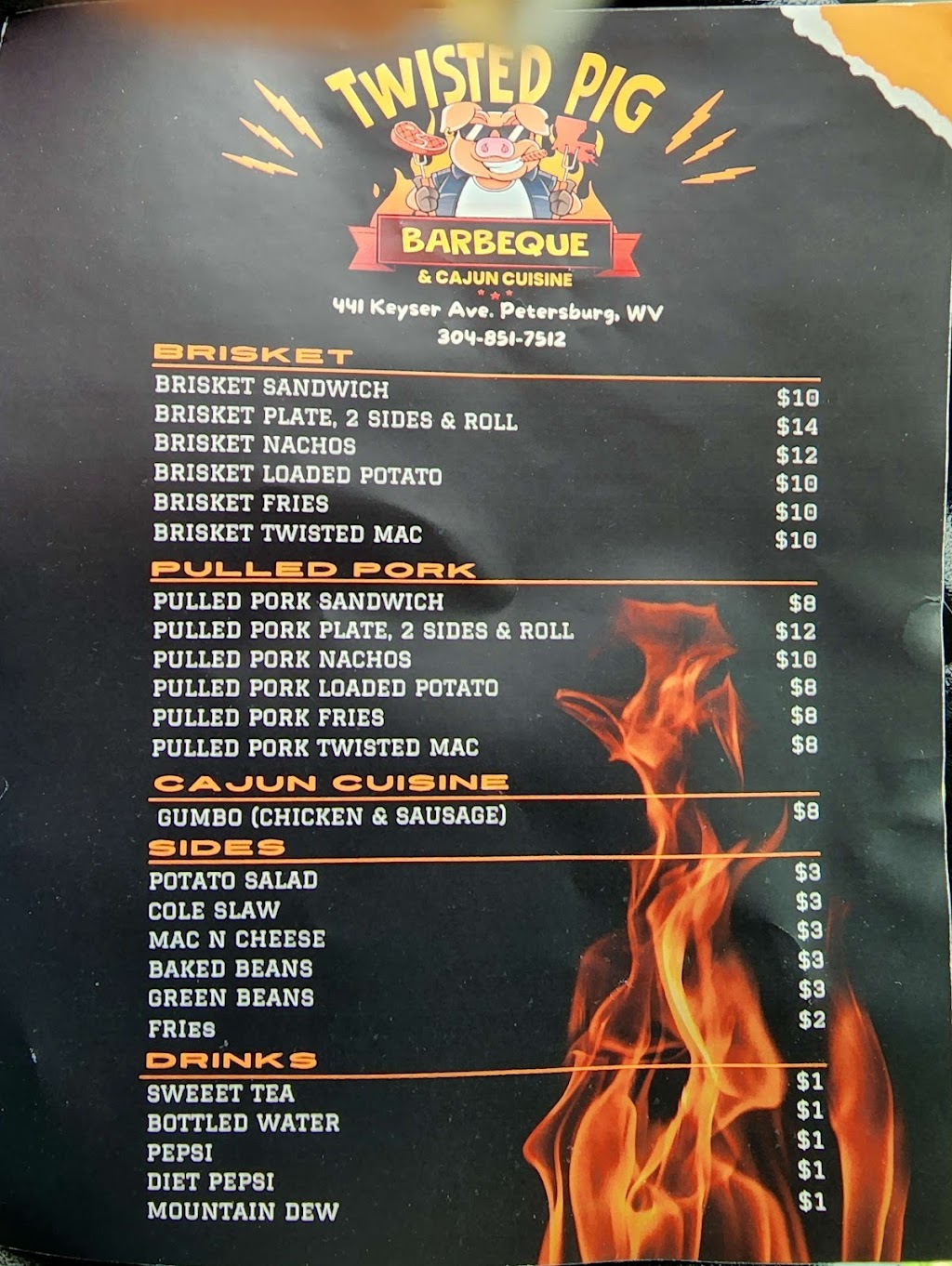 Twisted Pig | restaurant | 441 Keyser Ave, Petersburg, WV 26847, USA | 3048517512 OR +1 304-851-7512