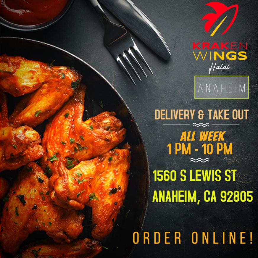 Kraken Wings | meal takeaway | 1560 S Lewis St, Anaheim, CA 92805, USA | 9094416447 OR +1 909-441-6447