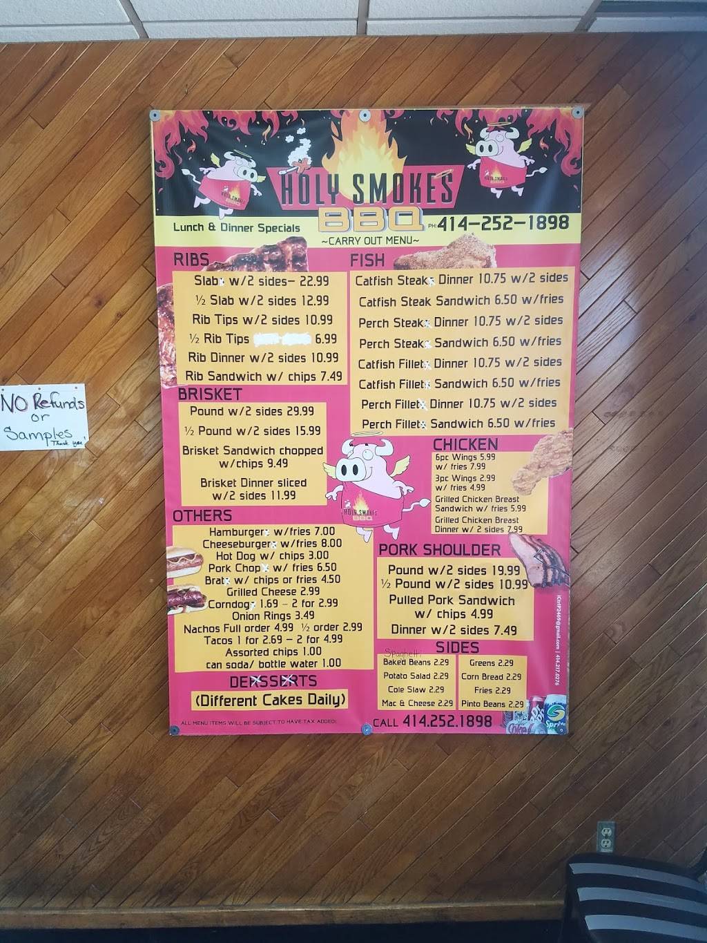 Holy Smokes BBQ | restaurant | 5908 N 76th St, Milwaukee, WI 53218, USA | 4142521898 OR +1 414-252-1898