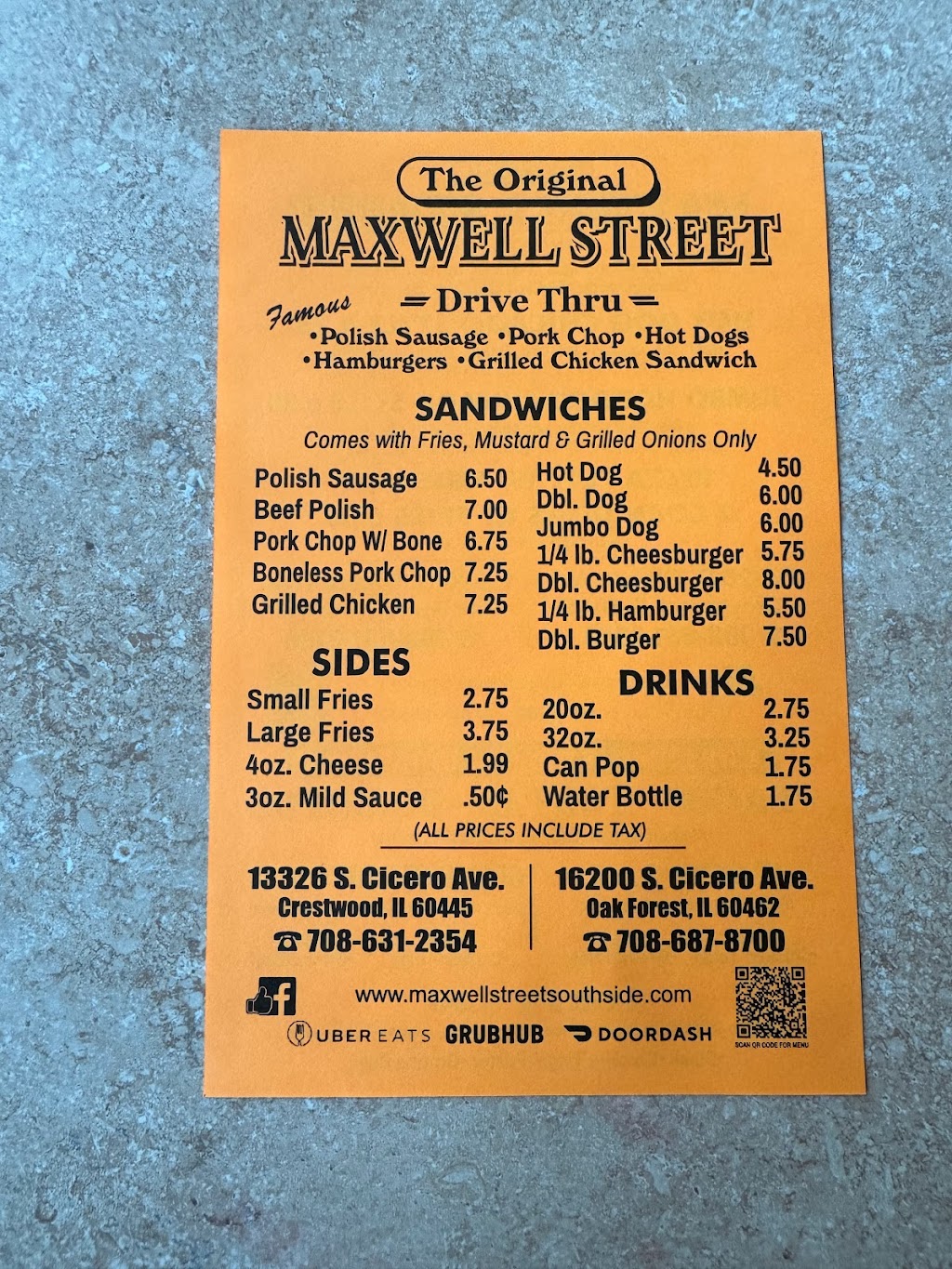 Maxwell Street | restaurant | 13326 S Cicero Ave, Crestwood, IL 60418, USA | 7086312354 OR +1 708-631-2354