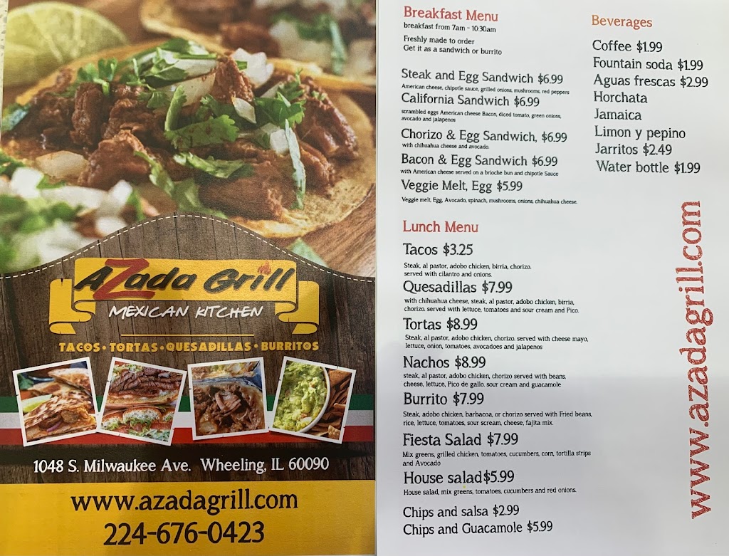 Azada Grill | restaurant | 1048 S Milwaukee Ave, Wheeling, IL 60090, USA | 2246760423 OR +1 224-676-0423