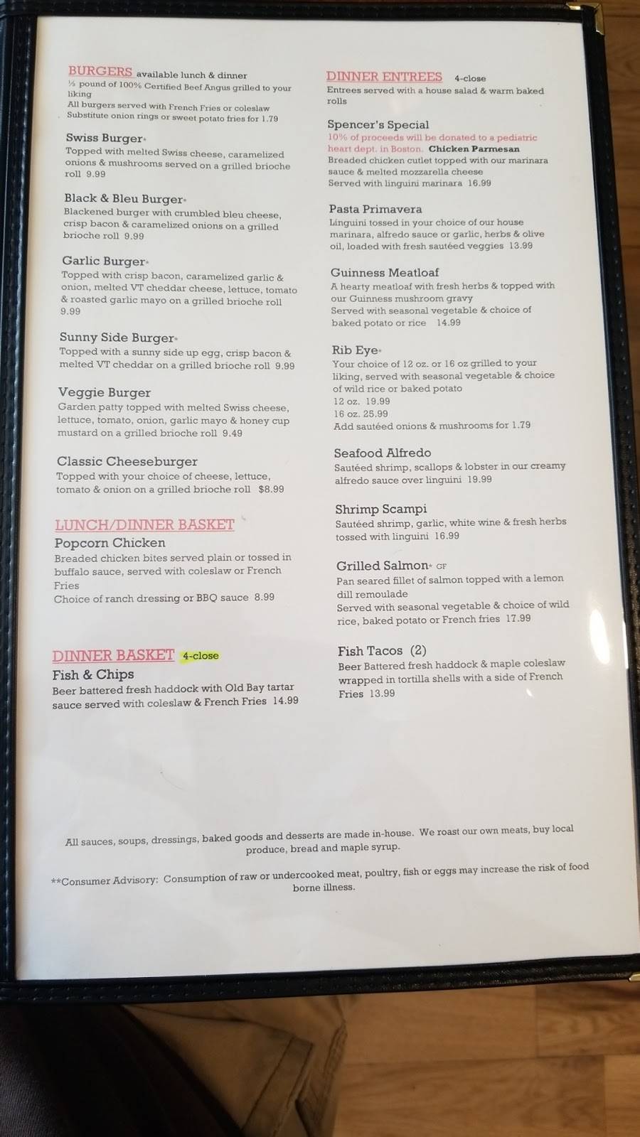 Spencers Place | restaurant | 10 Westminster St, Walpole, NH 03608, USA | 6039044162 OR +1 603-904-4162