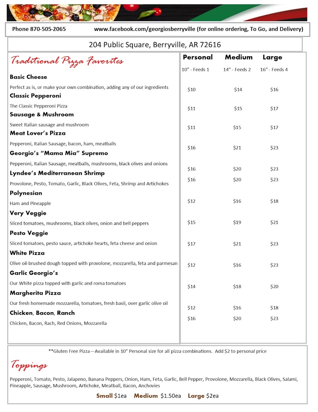 Georgios | restaurant | 204 Public Square, Berryville, AR 72616, USA | 8705052065 OR +1 870-505-2065