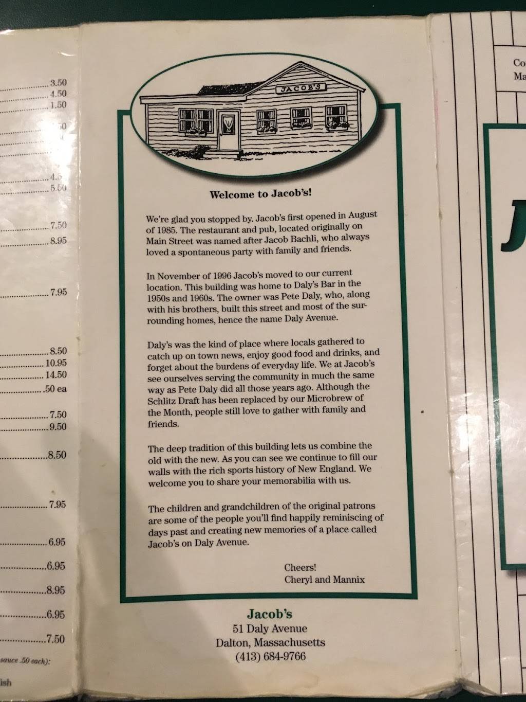 Jacobs Restaurant | restaurant | 51 Daly Ave, Dalton, MA 01226, USA | 4136849766 OR +1 413-684-9766