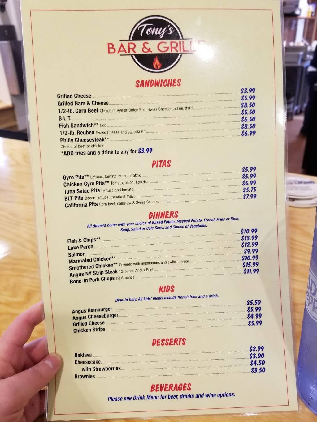 Tonys Bar & Grille | restaurant | 247 Lafayette St, London, OH 43140, USA | 7404907121 OR +1 740-490-7121