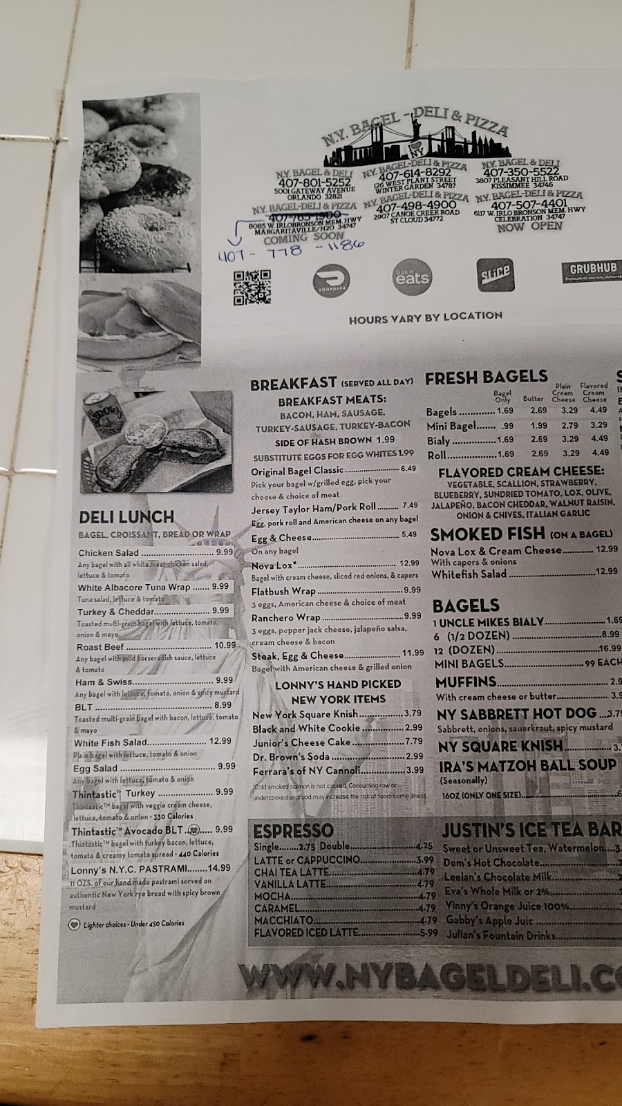 N. Y. Bagel-Deli& Pizza | restaurant | 8085 US-192, Kissimmee, FL 34747, USA | 4077781186 OR +1 407-778-1186