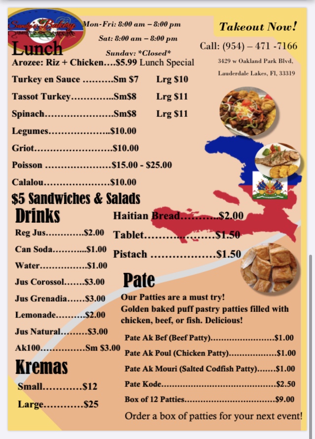 Sandys Bakery | restaurant | 3429 W Oakland Park Blvd, Lauderdale Lakes, FL 33311, USA | 9544717166 OR +1 954-471-7166