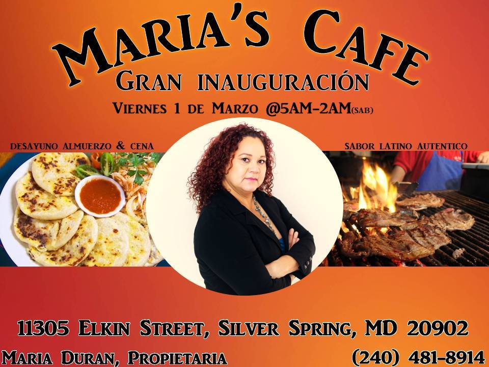 Marias Cafe | restaurant | 11305 Elkin St, Silver Spring, MD 20902, USA | 2404818914 OR +1 240-481-8914
