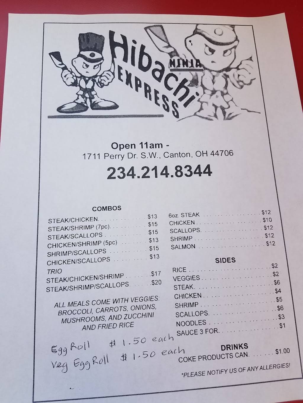 Ninja Hibachi Express | restaurant | 1711 Perry Dr SW, Canton, OH 44706, USA | 2342148344 OR +1 234-214-8344