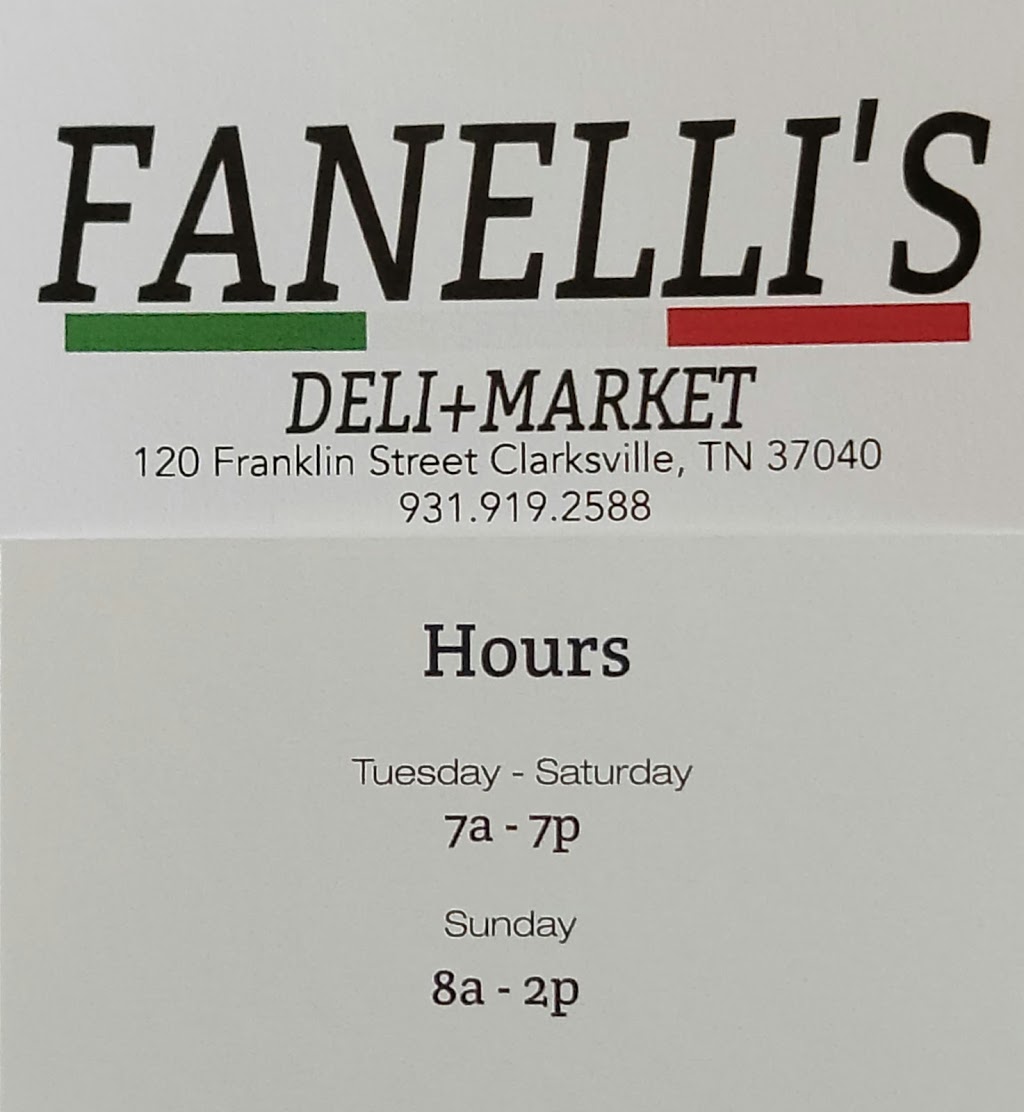 Fanellis Deli + Market | restaurant | 120 Franklin St Suite 101, Clarksville, TN 37040, USA | 9319192588 OR +1 931-919-2588