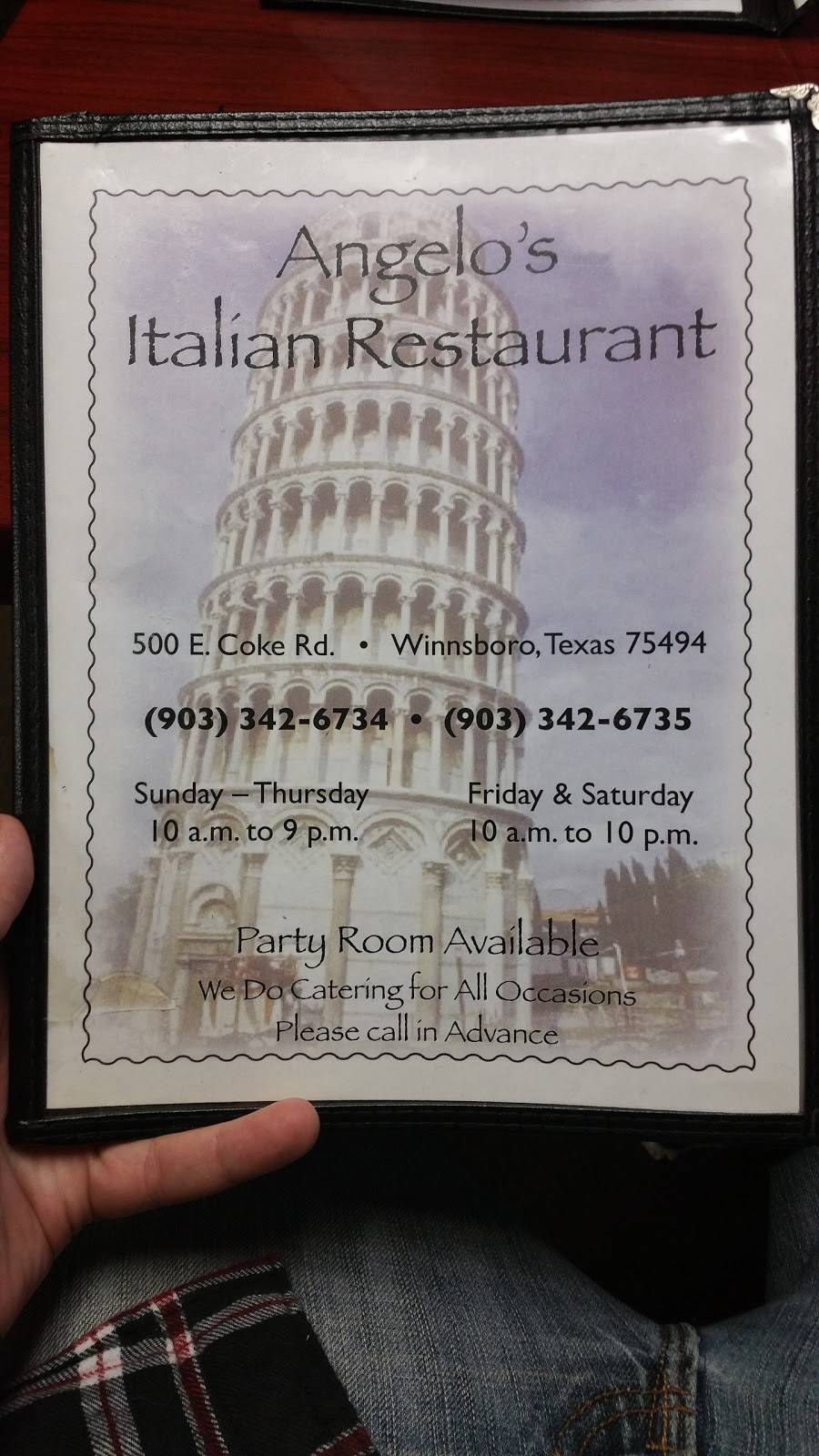 Angelos Italian Restaurant | restaurant | 807 S Main St, Winnsboro, TX 75494, USA | 9033426734 OR +1 903-342-6734