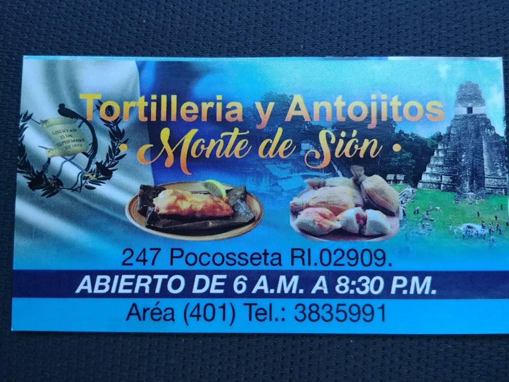 Tortilleria Monte De Sion | restaurant | 247 Pocasset Ave, Providence, RI 02909, USA | 4013835991 OR +1 401-383-5991