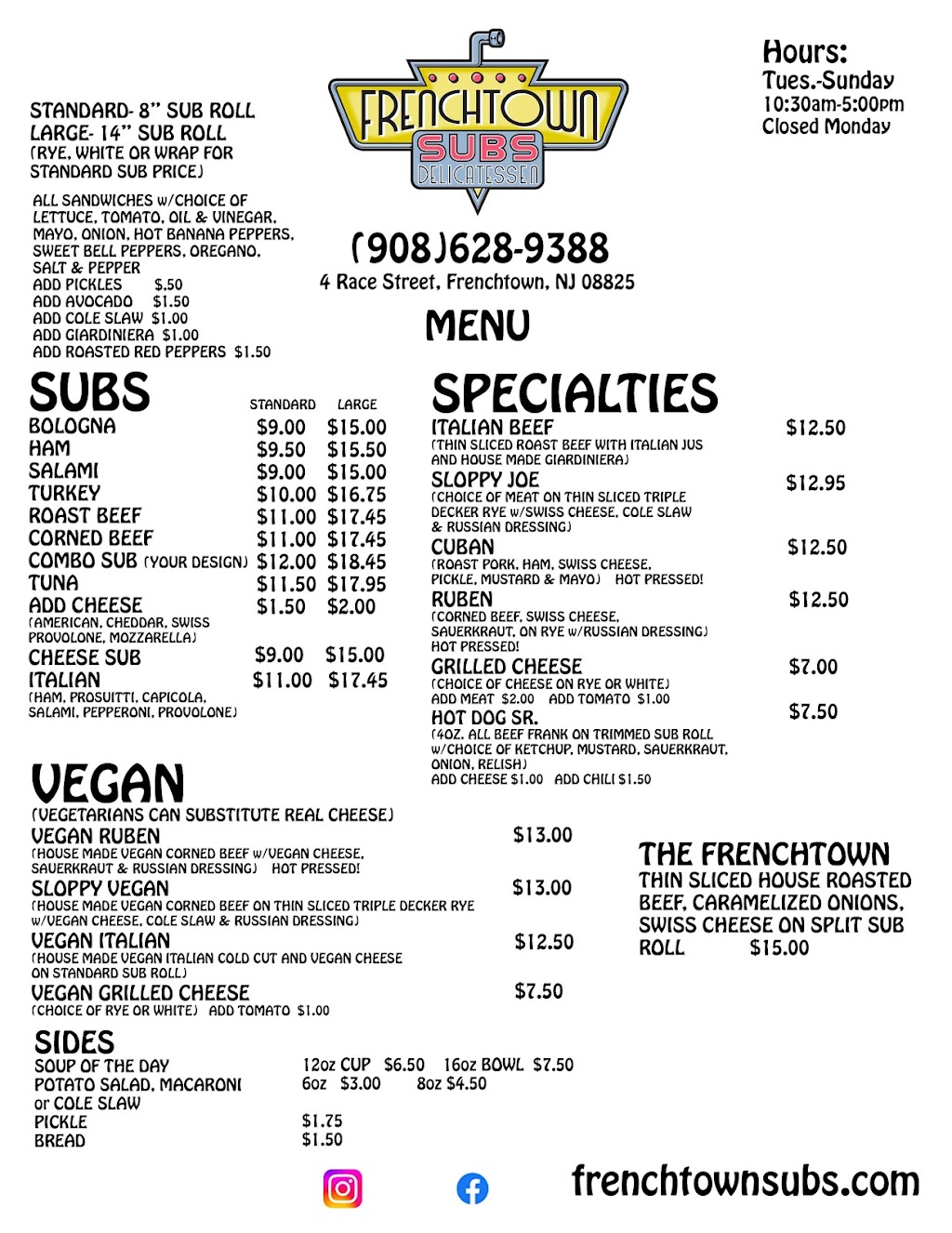 FRENCHTOWN SUBS | restaurant | 4 Race St, Frenchtown, NJ 08825, USA | 9086289388 OR +1 908-628-9388