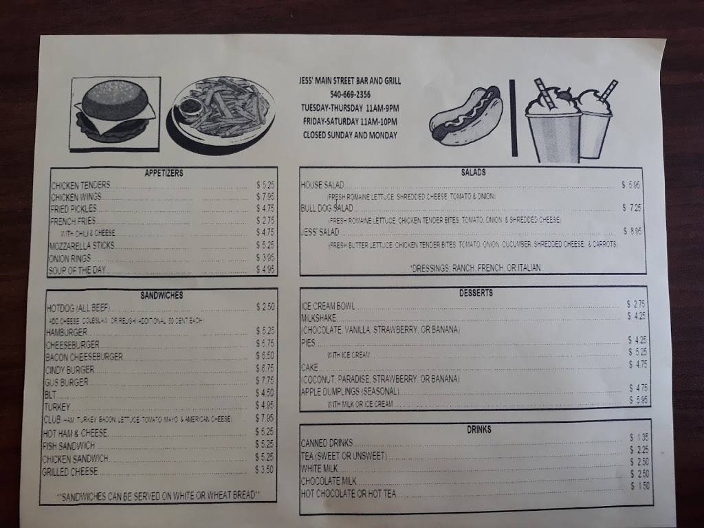 Jess Main Street Bar and Grill | restaurant | 915 E Main St, Luray, VA 22835, USA | 5406695236 OR +1 540-669-5236