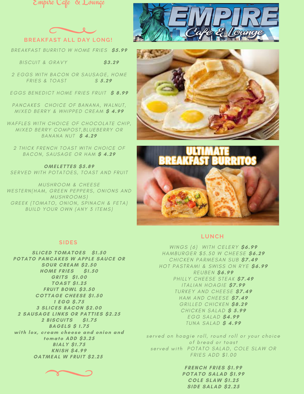 Empire Cafe` & Lounge BEST BREAKFAST ON THE SPONGE DOCKS | restaurant | 459 Athens St, Tarpon Springs, FL 34689, USA | 7273820072 OR +1 727-382-0072