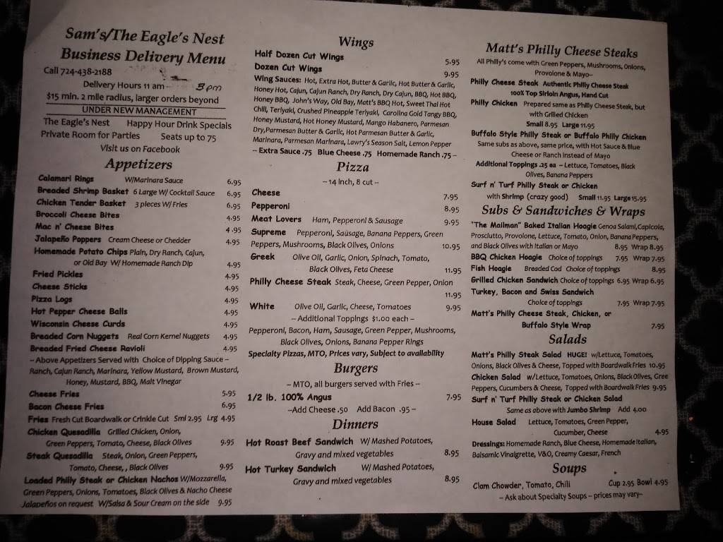 Sams Restaurant | restaurant | 208 Morgantown St, Uniontown, PA 15401, USA | 7244387050 OR +1 724-438-7050