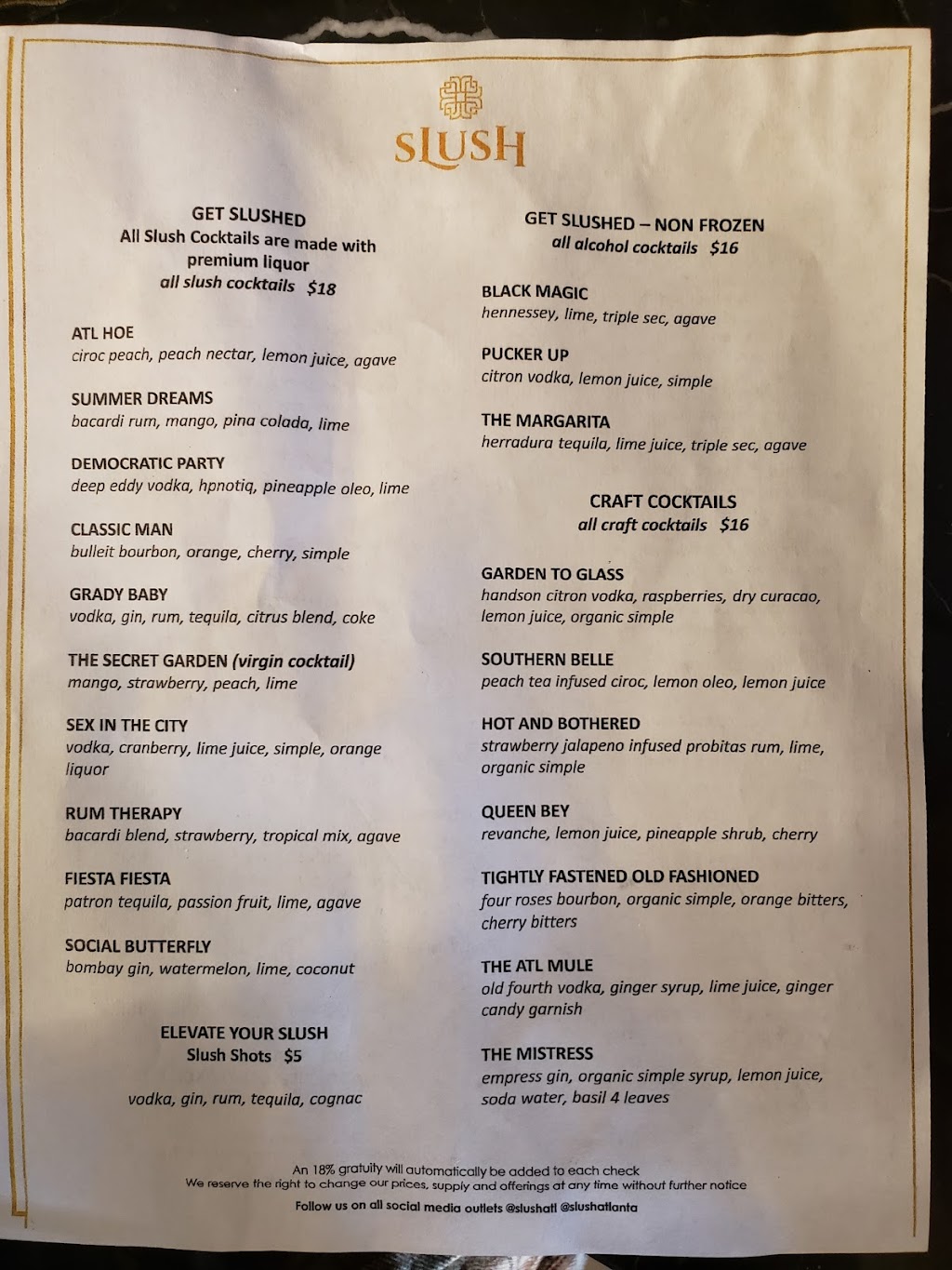 Slush | restaurant | 327 Edgewood Ave SE, Atlanta, GA 30312, USA | 4047074190 OR +1 404-707-4190