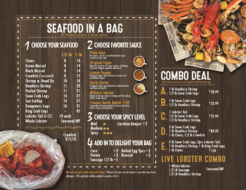 Million’s Crab Boiled Seafood | restaurant | 5601 US-41, Terre Haute, IN 47802, USA | 8122991191 OR +1 812-299-1191