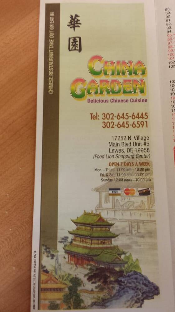 China Garden Restaurant | restaurant | 17252 N Village Main Blvd, Lewes, DE 19958, USA | 3026456445 OR +1 302-645-6445