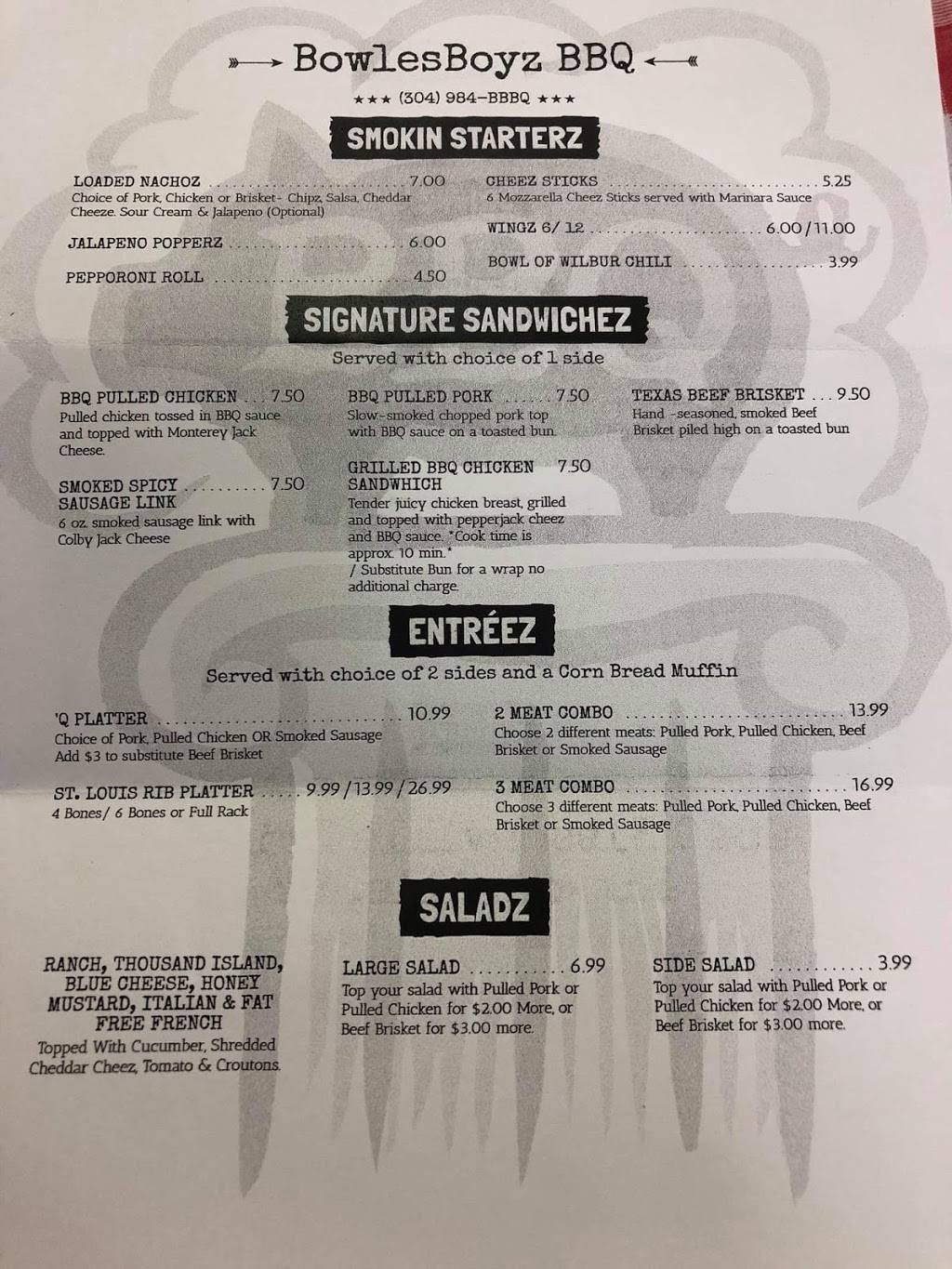 BowlesBoyzBBQ | restaurant | 1930 Pinewood Dr, Charleston, WV 25320, USA | 3049842227 OR +1 304-984-2227