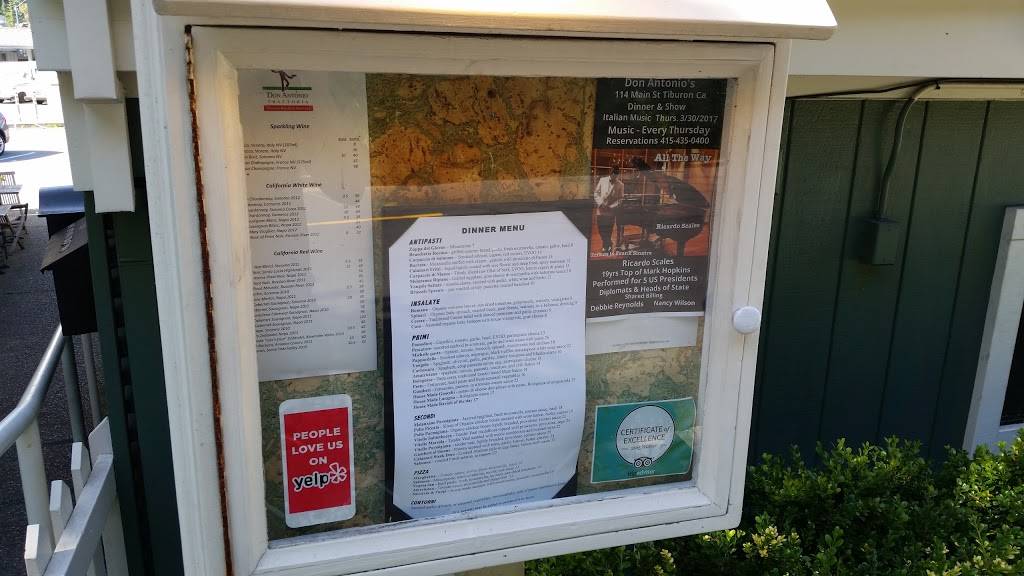 Don Antonio Trattoria | restaurant | 114 Main St, Belvedere Tiburon, CA 94920, USA | 4154350400 OR +1 415-435-0400