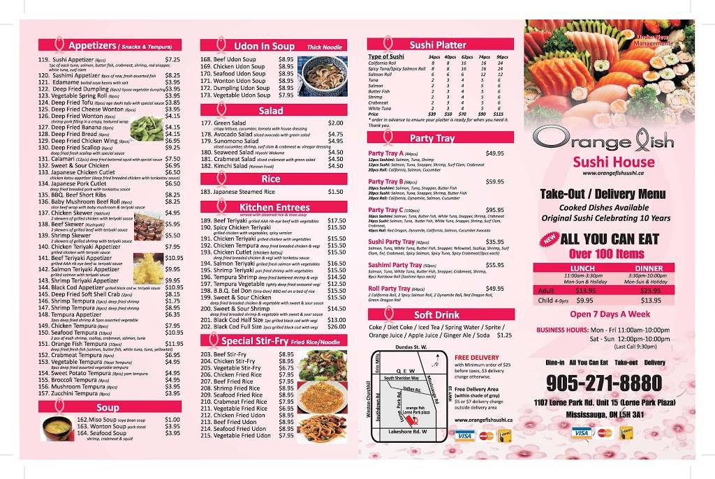 Orange Fish Sushi House | restaurant | 1107 Lorne Park Rd, Mississauga, ON L5H 3A1, Canada | 9052718880 OR +1 905-271-8880