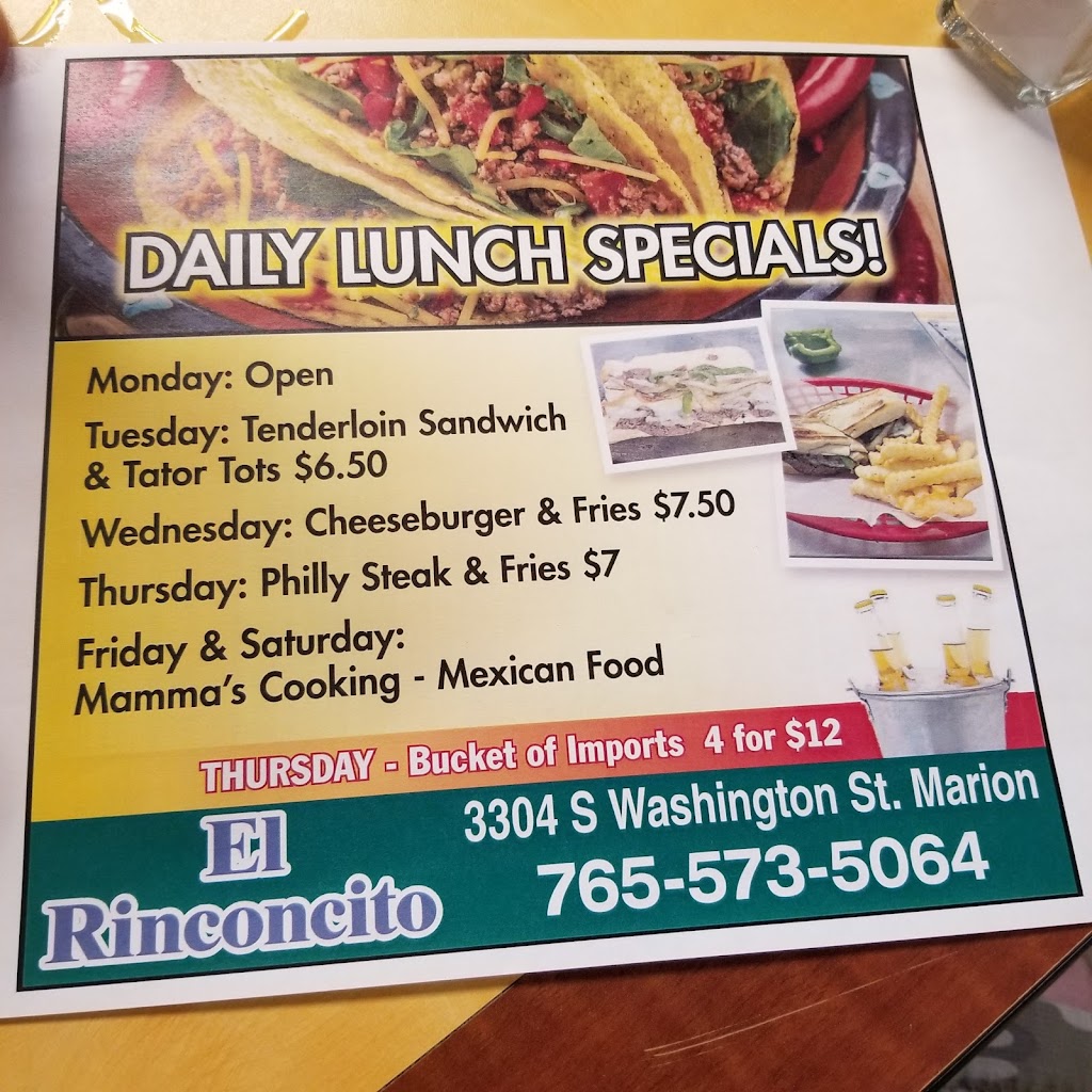El Rinconcito | restaurant | 3304 S Washington St, Marion, IN 46953, USA | 7655735064 OR +1 765-573-5064