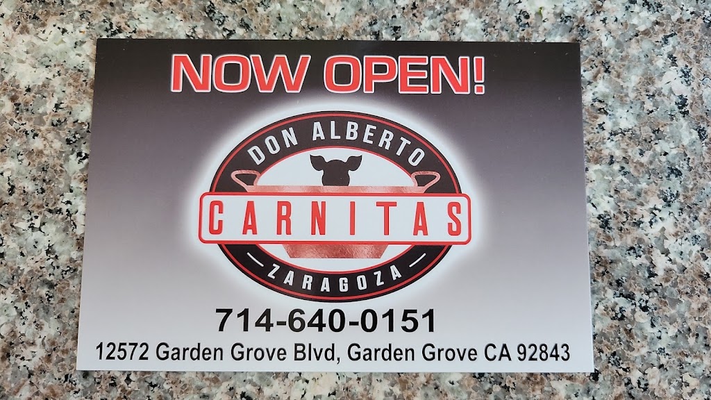 Carnitas Don Alberto Zaragoza | restaurant | 12572 Garden Grove Blvd, Garden Grove, CA 92843, USA | 7146400151 OR +1 714-640-0151