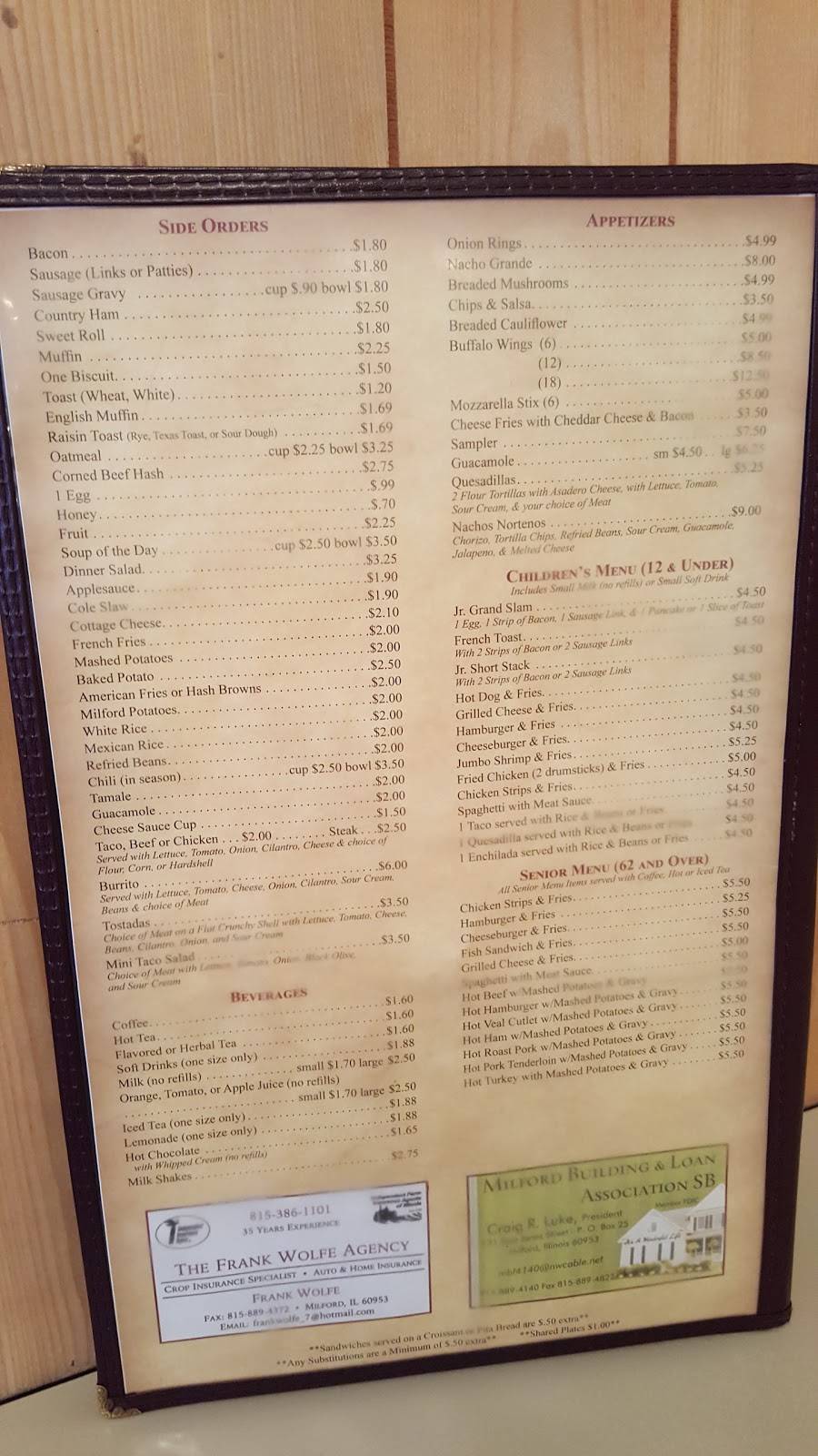 Milford Family Restaurant | restaurant | 107 E Jones St, Milford, IL 60953, USA | 8158894365 OR +1 815-889-4365