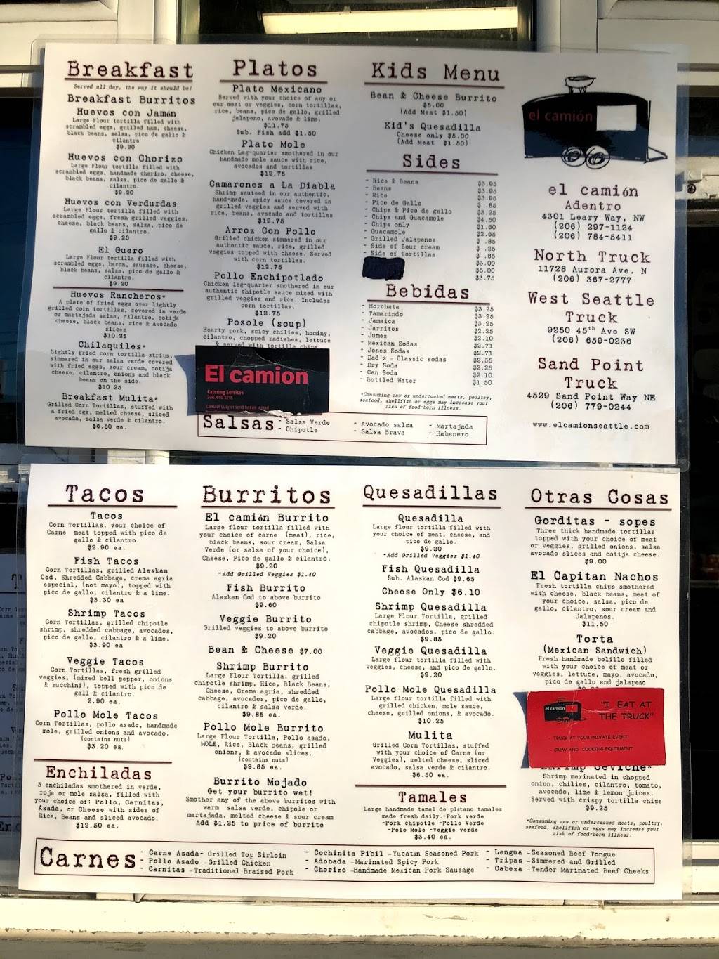 El Camion | restaurant | 9250 45th Ave SW, Seattle, WA 98136, USA | 2066590236 OR +1 206-659-0236