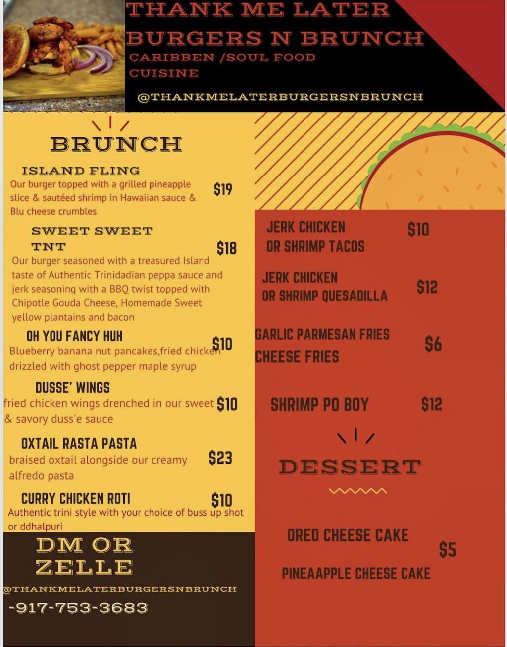 Thank Me Later Burgers N Brunch | restaurant | 24-26 47th St, Queens, NY 11103, USA | 9177533683 OR +1 917-753-3683