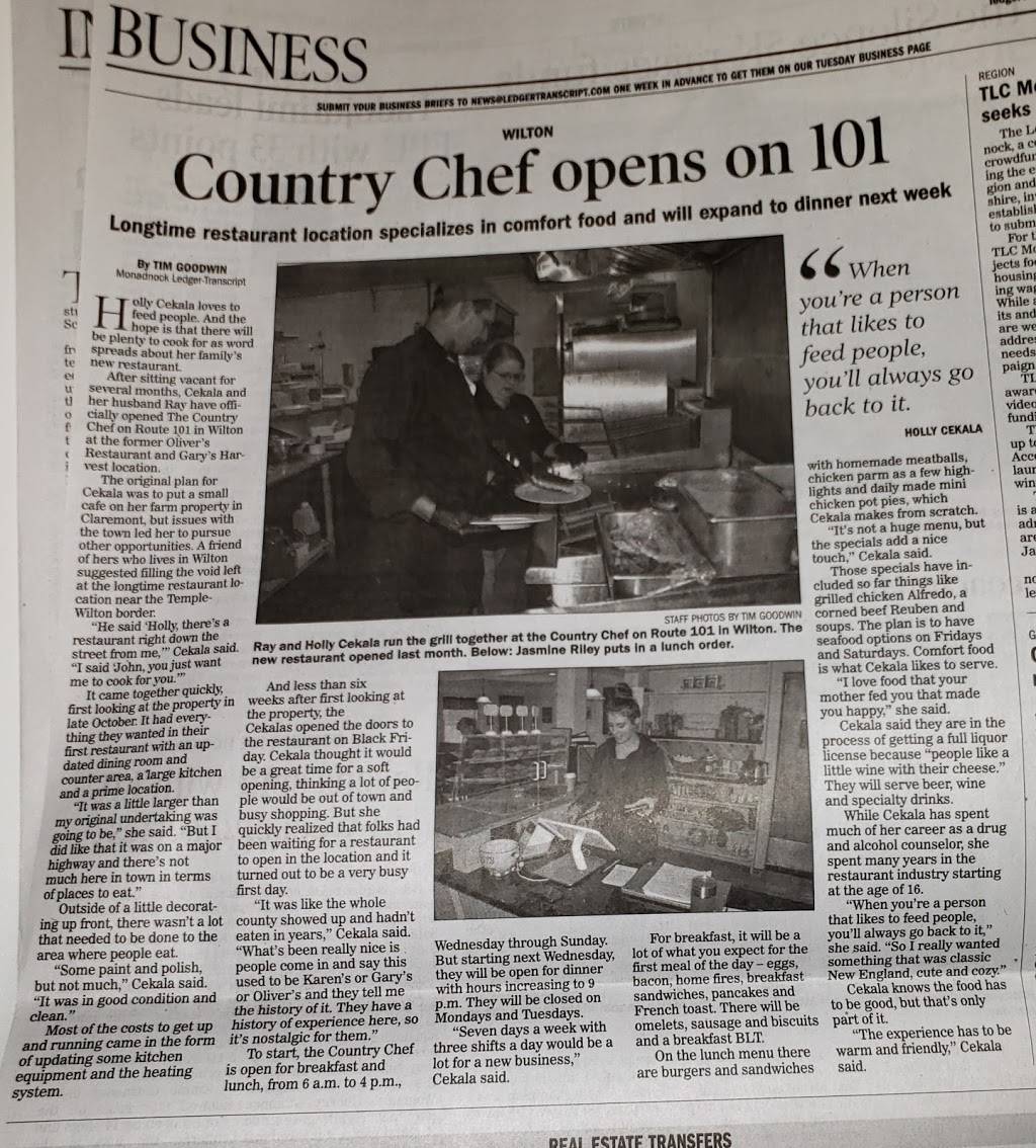 The Country Chef | restaurant | 944 Gibbons Hwy, Wilton, NH 03086, USA | 6036541086 OR +1 603-654-1086