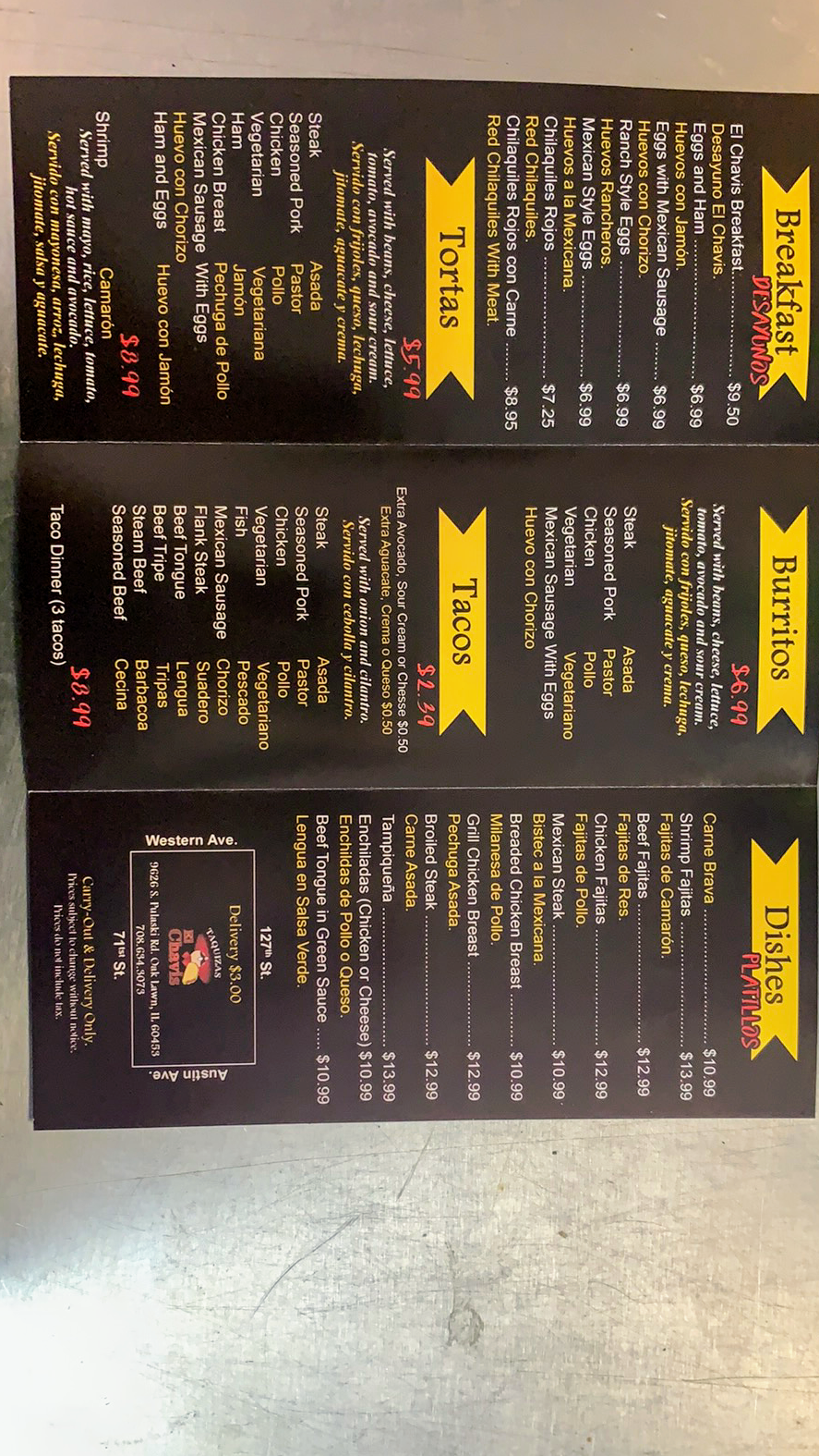 El Chavis taquizas Restaurant | restaurant | 9626 S Pulaski Rd, Oak Lawn, IL 60453, USA | 7086343073 OR +1 708-634-3073