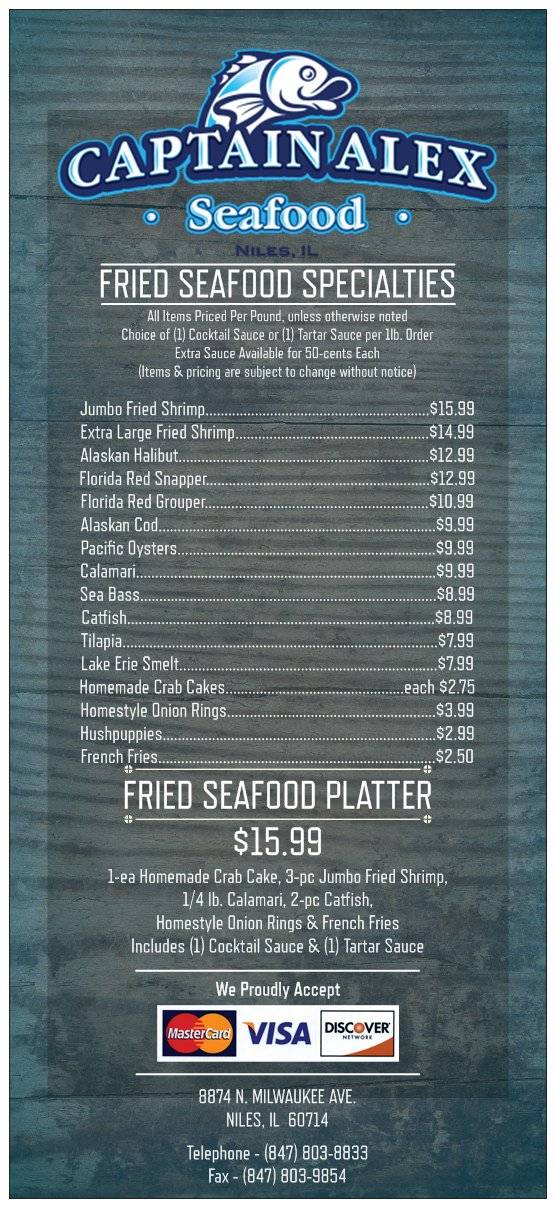 Captain Alex Seafood | restaurant | 8874 N Milwaukee Ave, Niles, IL 60714, USA | 8478038833 OR +1 847-803-8833