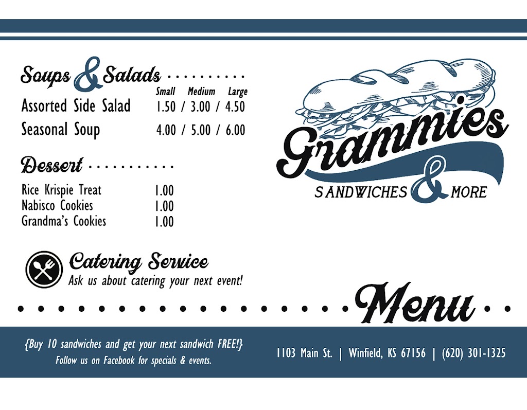 Grammies Sandwiches | restaurant | 1103 Main St, Winfield, KS 67156, USA | 6203011325 OR +1 620-301-1325
