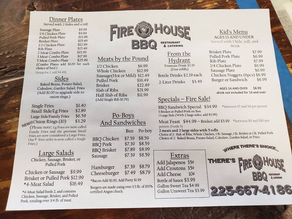 Firehouse BBQ | restaurant | 33875 LA-16, Denham Springs, LA 70706, USA | 2256674186 OR +1 225-667-4186