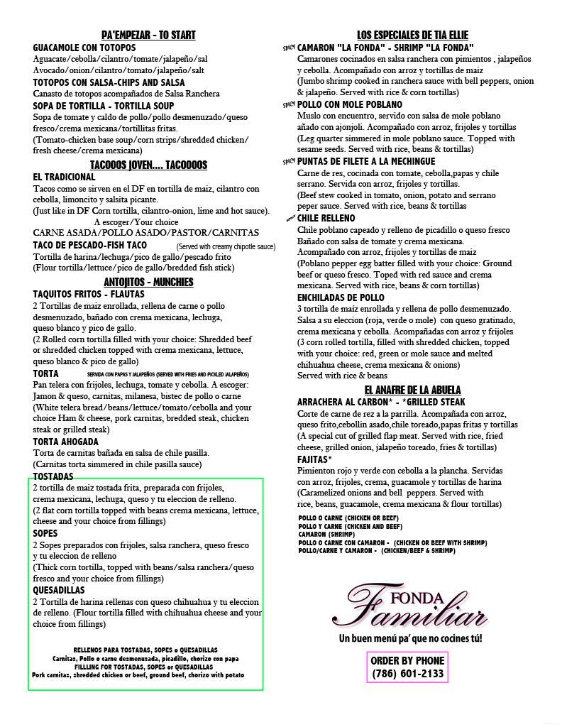 Fonda Familiar | restaurant | 245 NE 8th St, Homestead, FL 33030, USA | 7866012133 OR +1 786-601-2133