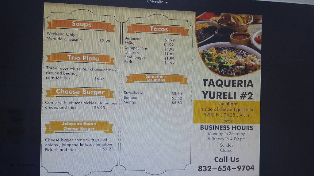 Taqueria Yureli #2 | restaurant | 5200 TX-35, Alvin, TX 77511, USA | 8326549704 OR +1 832-654-9704