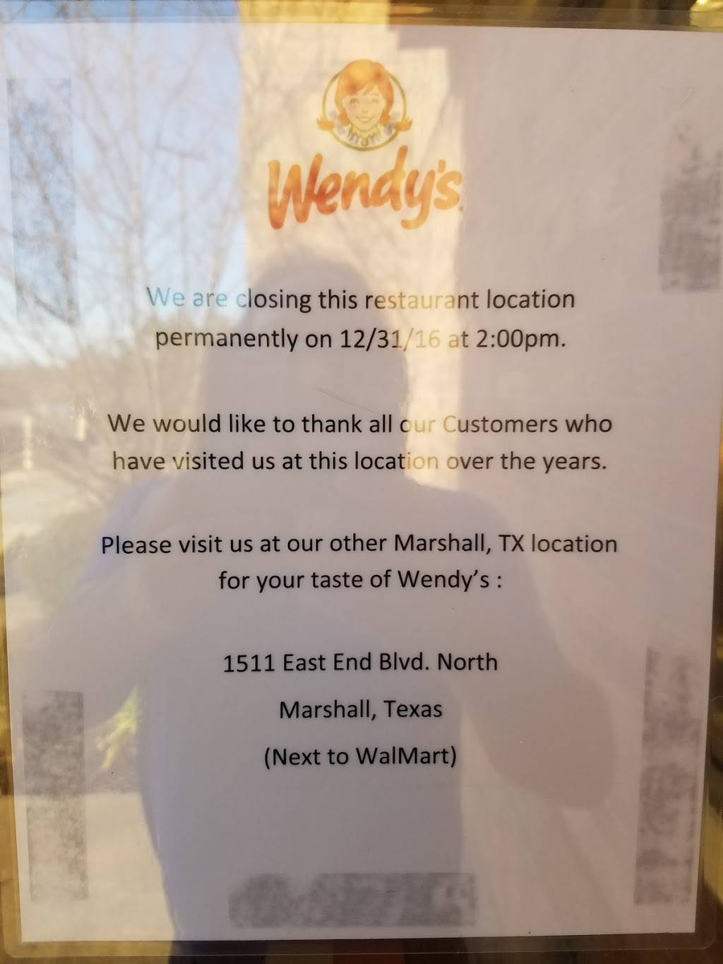 Wendys | restaurant | 5120 E End Blvd S, Marshall, TX 75672, USA | 9039230767 OR +1 903-923-0767