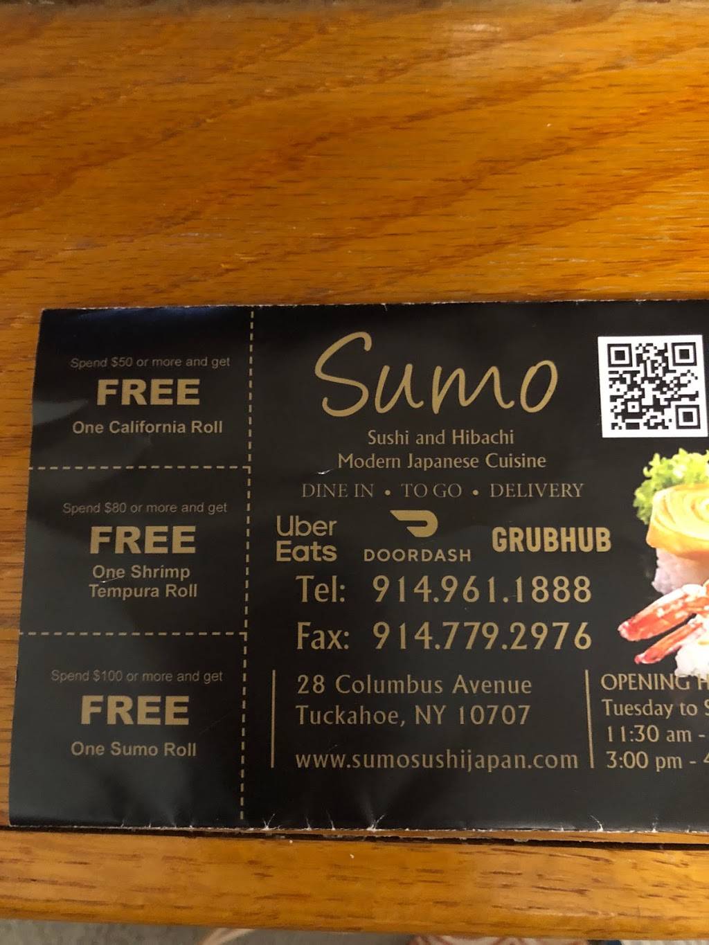 Sumo Sushi and Hibachi | restaurant | 28 Columbus Ave, Tuckahoe, NY 10707, USA | 9149611888 OR +1 914-961-1888