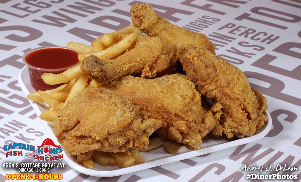 Captain Hooks Fish & Chicken | restaurant | 8554 S Cottage Grove Ave, Chicago, IL 60619, USA | 7734834600 OR +1 773-483-4600