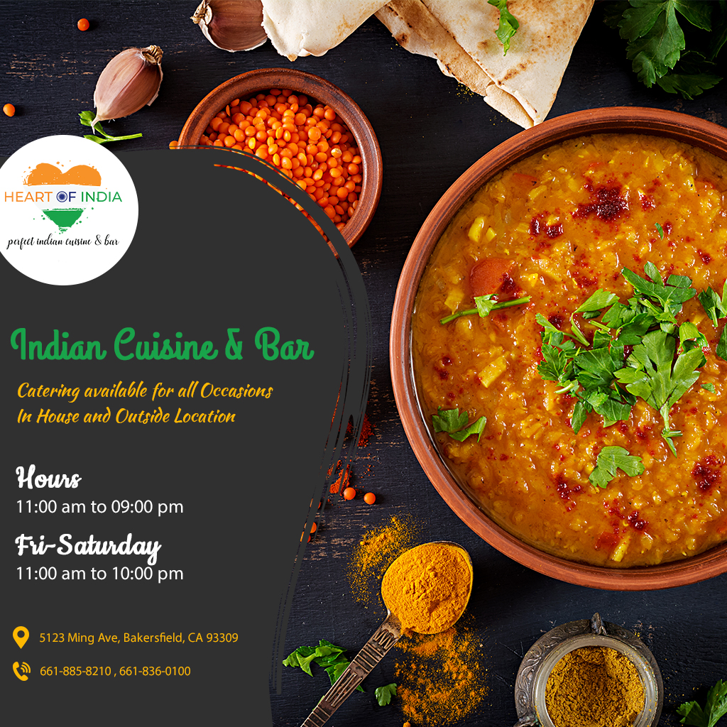 Heart of India Bar & Restaurant | restaurant | Ming Ave #5123, Bakersfield, CA 93309, USA | 6618858210 OR +1 661-885-8210