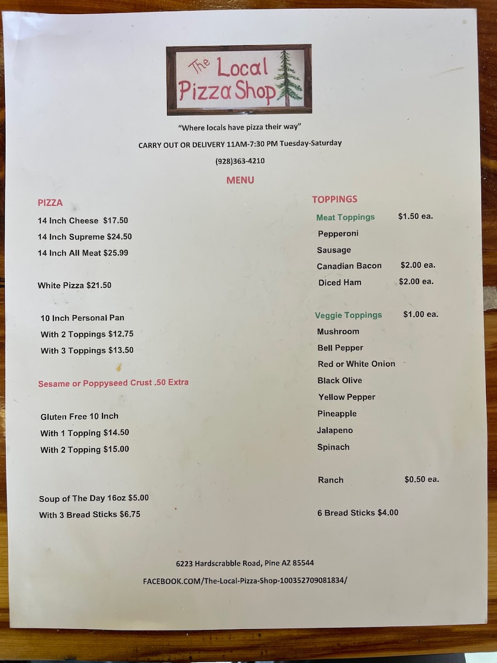 The Local Pizza Shop | meal takeaway | 6223 Hardscrabble Mesa Rd Suite #4, Pine, AZ 85544, USA | 9283634210 OR +1 928-363-4210