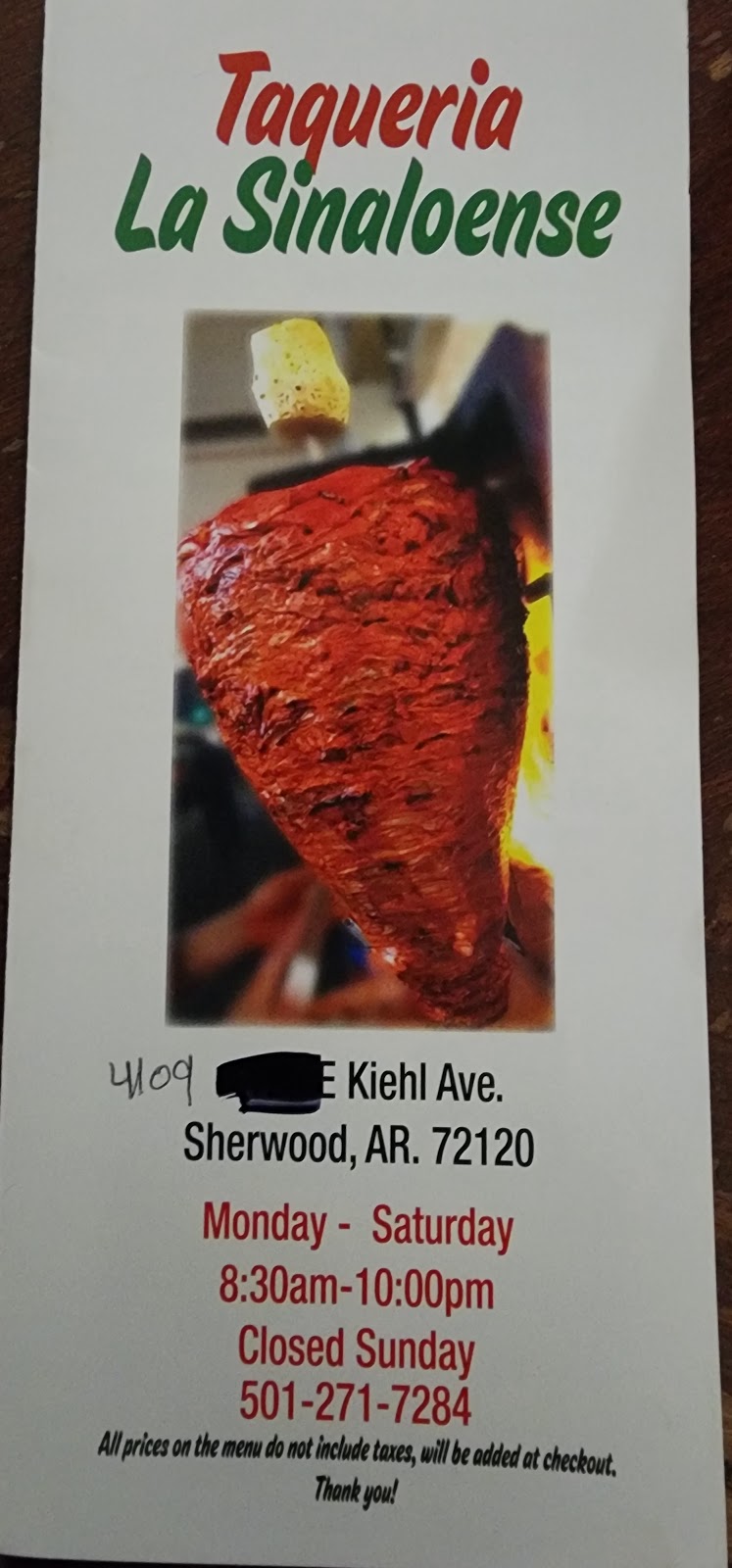 Taqueria La Sinaloense | restaurant | 4109 E Kiehl Ave, Sherwood, AR 72120, USA | 5012717284 OR +1 501-271-7284