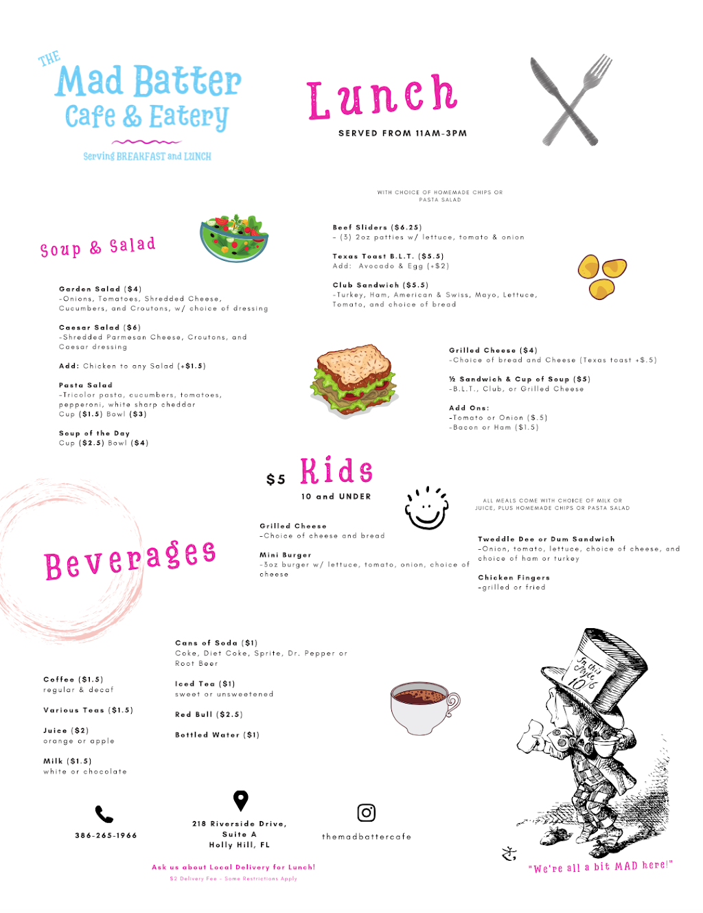 The Mad Batter Cafe & Eatery | restaurant | 218 Riverside Dr STE A, Daytona Beach, FL 32117, USA | 3862651966 OR +1 386-265-1966